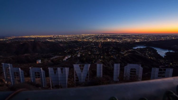 Tinsel town from behind the Hollywood sign. Photo credit: store.chrispzero.com